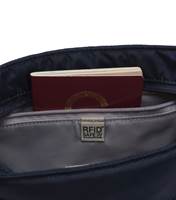 Large RFID-blocking pocket fits longer wallets, providing protection for your credit cards and passport against unwanted scans