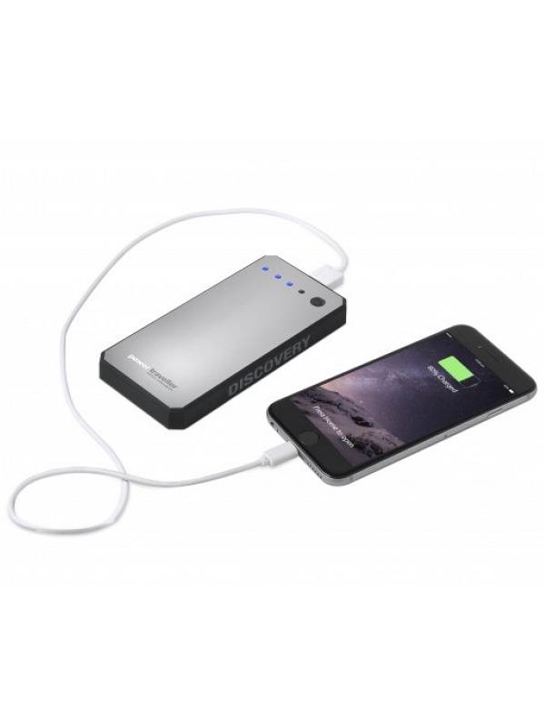 The discovery will charge smartphones up to 3 times before the unit will require recharging
