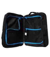 This travel bag open out flat, to provide two packing spaces, separated by mesh fabric with zip closures