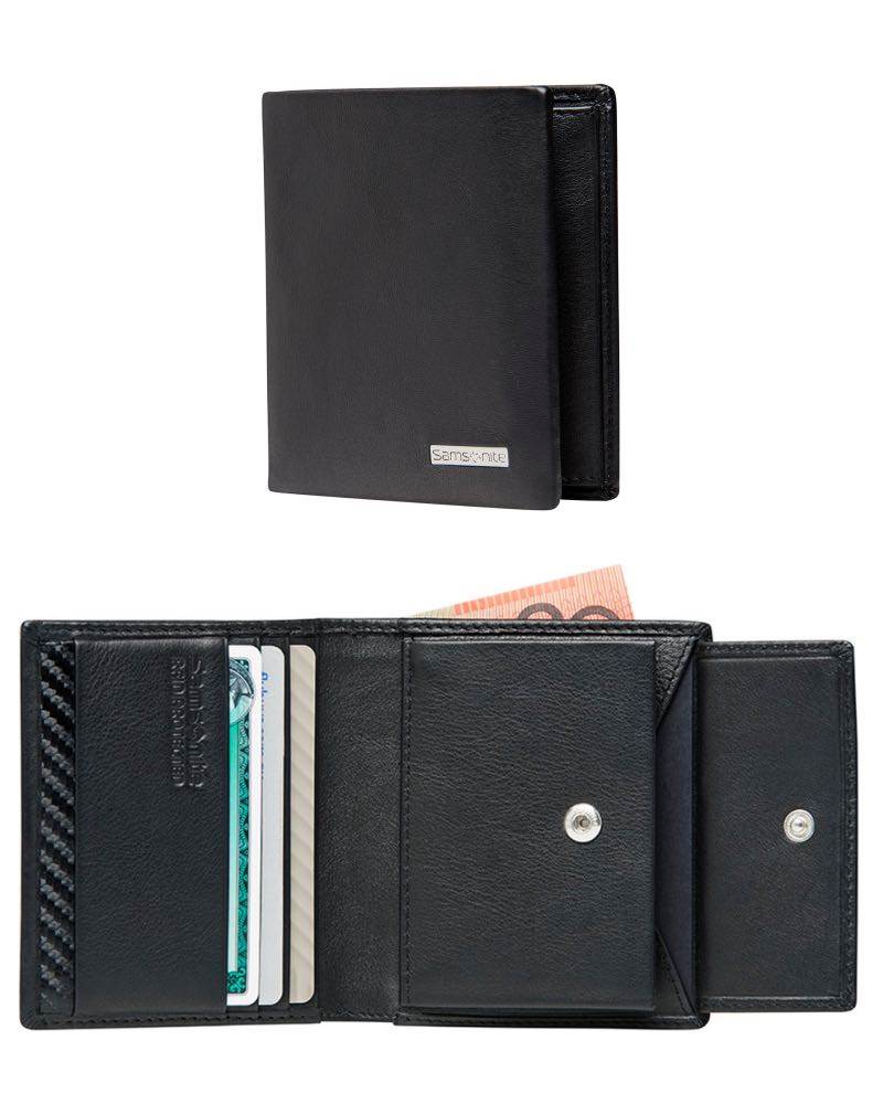 Samsonite DLX Leather Wallet - Slimline with Coin and 3 RFID Credit ...