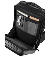 Spacious main compartment with zippered mesh divider, and organiser panel complete with pen sleeve, slip pocket and zippered mesh pocket