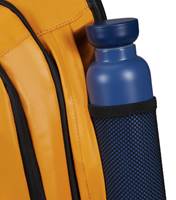 Hidden zippered side pocket with mesh water bottle holder