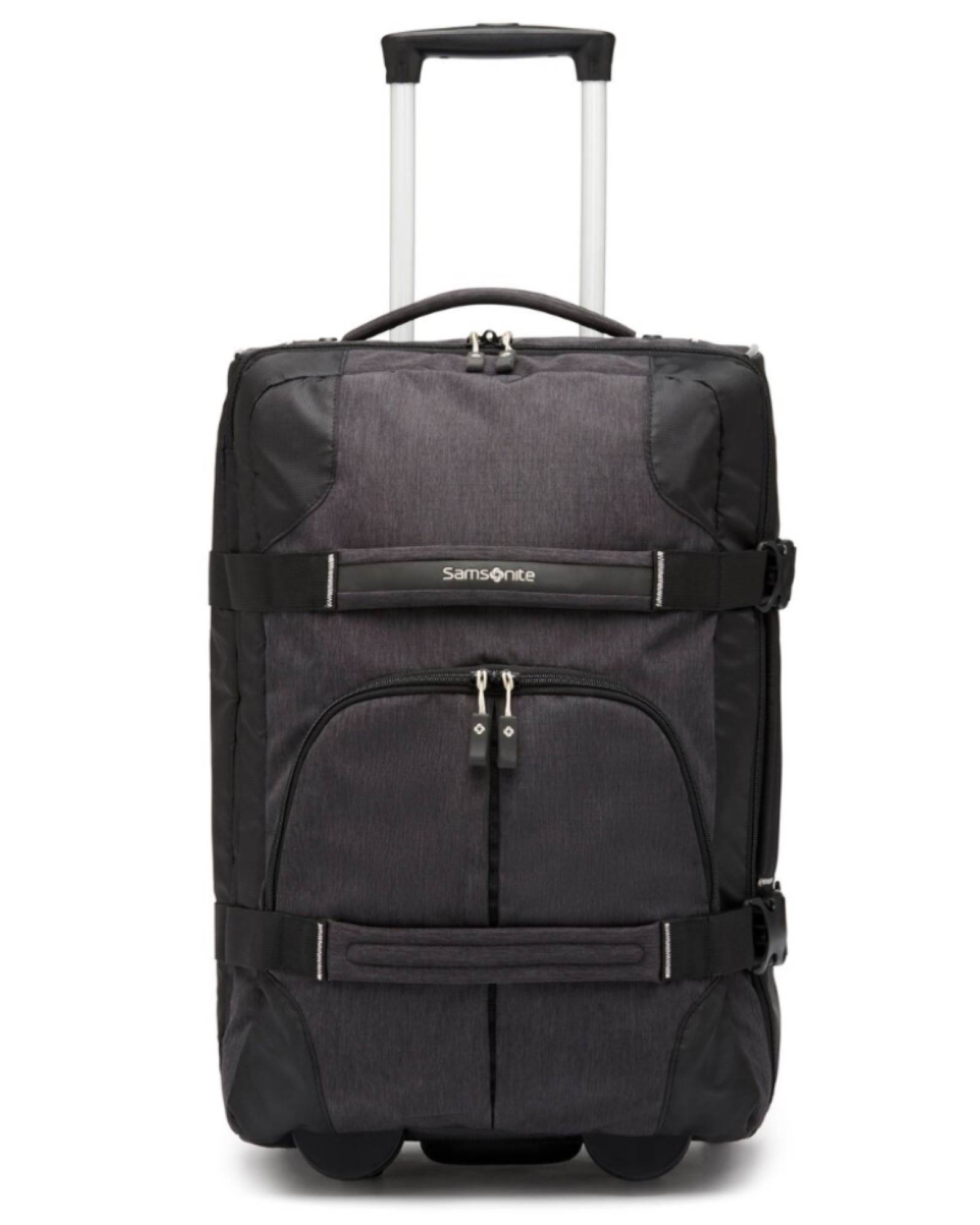 black duffle bag with wheels