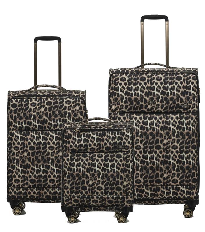 Tosca SO LITE 4-Wheel Suitcase Set of 3 - Leopard (Carry-on, Medium and Large)